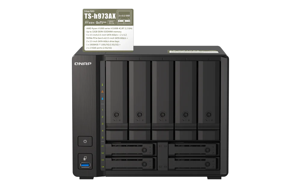 QNAP TS-h973AX 9 Bay NAS - TS-h973AX-8G