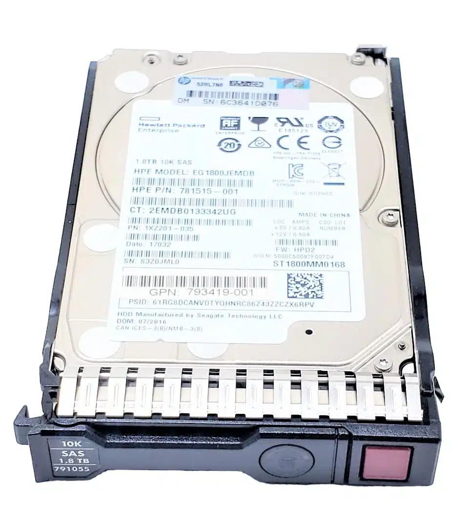 HPE 1.8TB SAS 12G Mission Critical 10K SFF SC 3‑year Warranty 512e Multi Vendor HDD