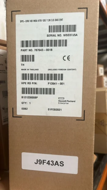HPE MSA J9F43A 787643-001 3.5" 6TB SAS 12G 7.2K LFF HDD Hard Drive 787643-001B